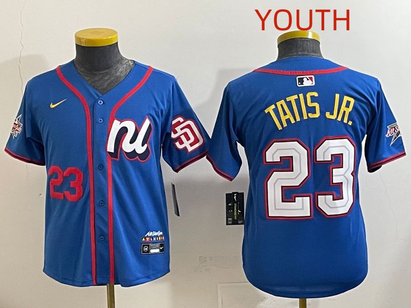 Youth 2025 San Diego Padres #23 Tatis jr Blue All star Nike MLB Jersey style 6->youth mlb jersey->Youth Jersey